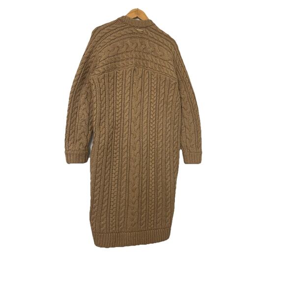 Michael Kors Women’s Cable Knit Cardigan Sweater Size M Khaki Tan Open Front - Picture 5 of 10